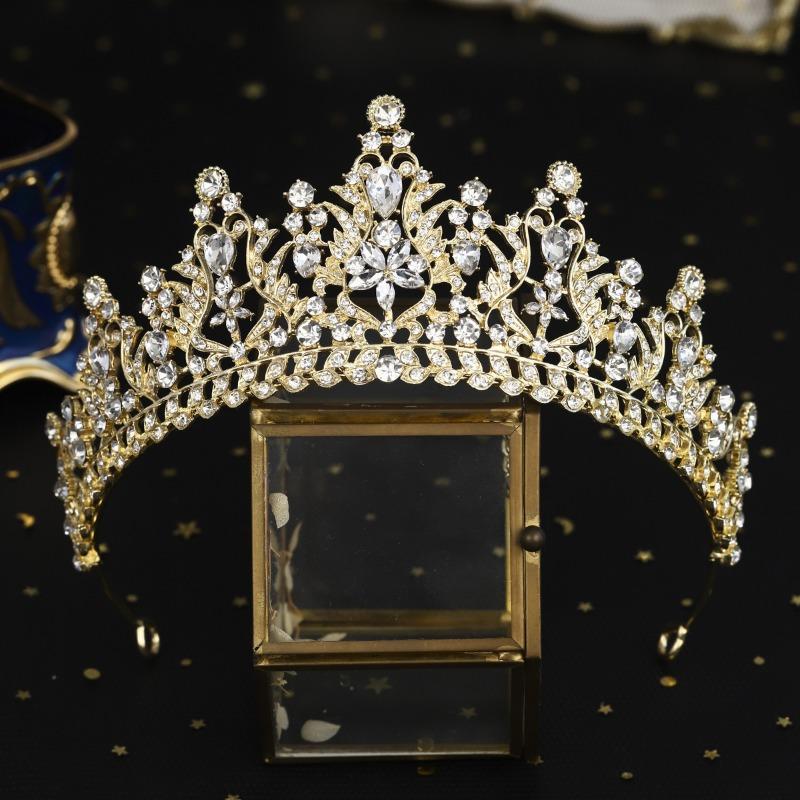 Meier Crown tiara - elegant wedding dress accessory - alloy rhinestone bridal colorful crown