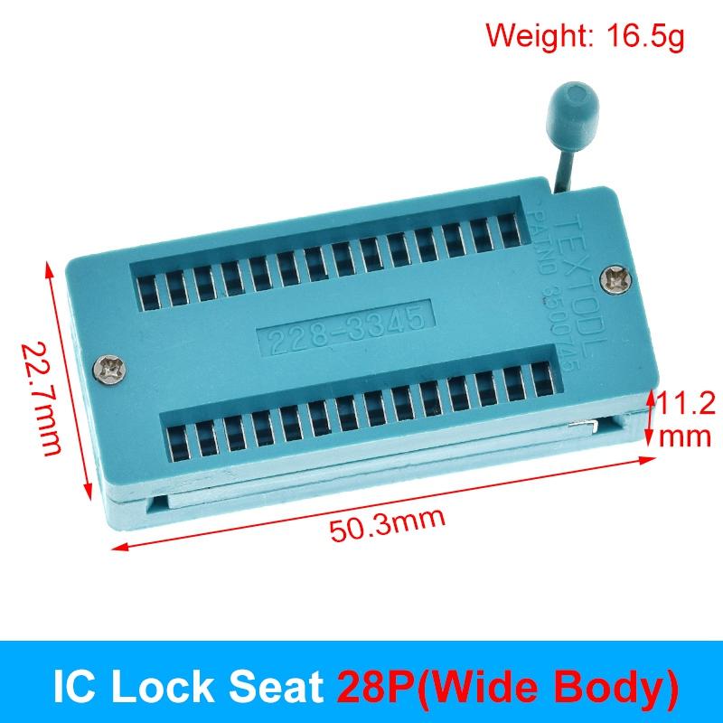 1/2/5pcs/lot 14 16 18 20 24 28 32 40 P Pin 2.54 MM Green DIP Universal ZIF IC Socket Test Solder Type IC lock seat zif socket