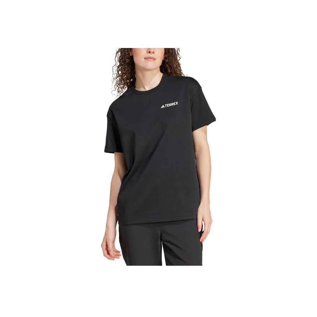 Adidas National Geographic Graphics Quick-Dry Sports Casual Pullover Short-Sleeve T-Shirt with Drop Shoulder Unisex Tops Black IX6565