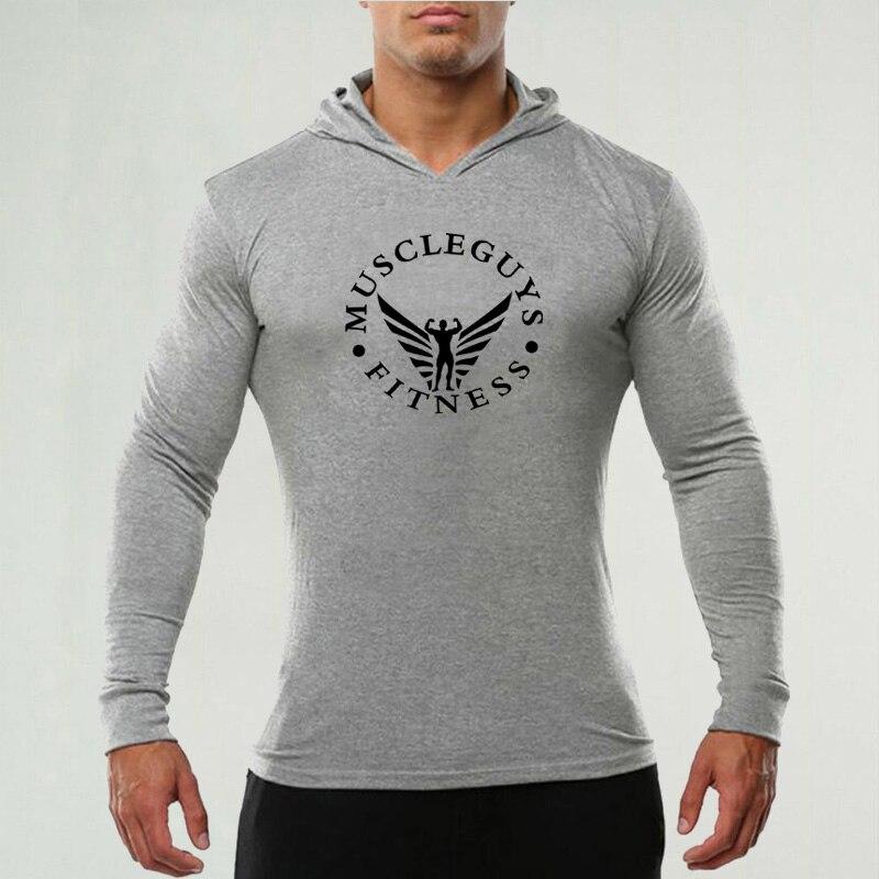 Muscleguys Spring and Autumn New Youth Black Hoodie T-shirts Daily Casual Tops Fitness Bodybuilder Training Clothes