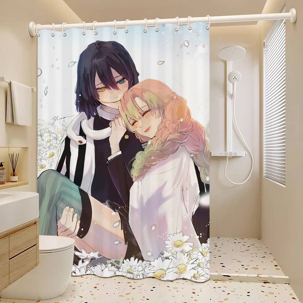 Anime M-Mitsuri-Kanroji  Waterproof Fabric Shower Curtain Bathroom Decoration Curtain Home Hawaiian Style Shower Curtain