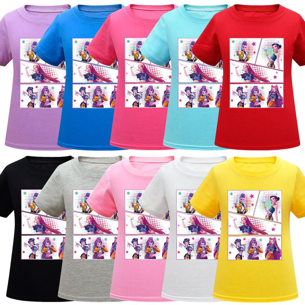 Kids Girls Anime Cartoon K-POP Rumi Zoey Mira Printed Casual Short Sleeves T-Shirt Top