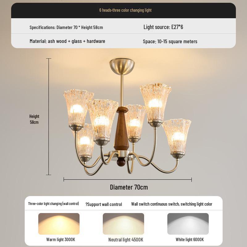 Retro American Chandelier: Versatile Living Room, Bedroom & Dining Lamp with Persimmon Design