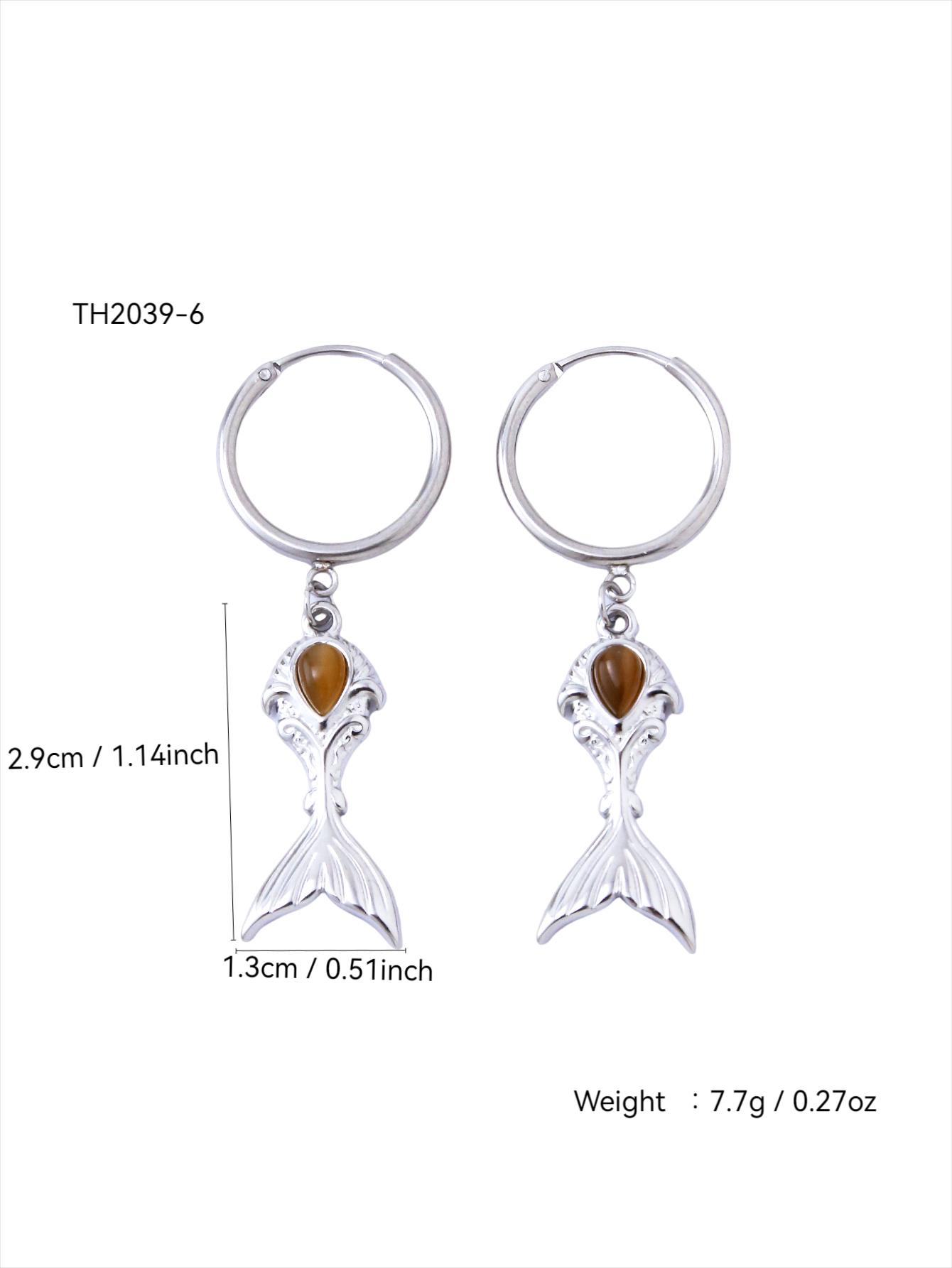 

Пляжный Элегантный Легкая Роскошь Богемный Стиль Нержавеющая Сталь Позолота 18К Подвеска Рыбий Хвост Ожерелье Серьги Женский Циркон