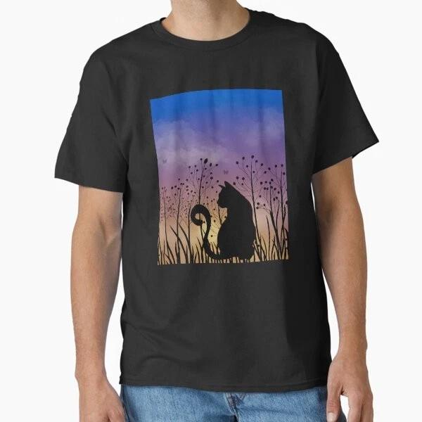 Cat Silhouette Sunset Classic Tshirt Made In Usaaus Tshirt S2xl S