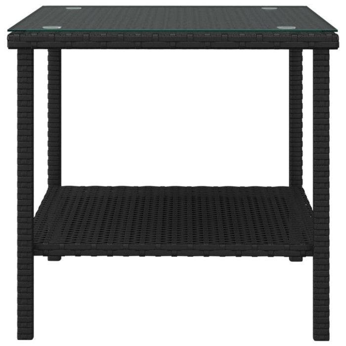 VidaXL Table d'appoint noir 45x45x45 cm poly rotin et verre trempé 319398