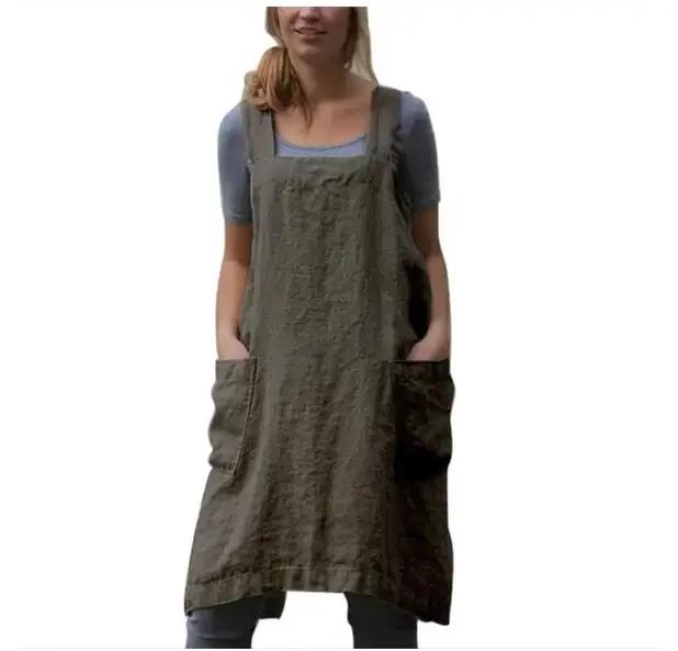 Japanese Style Apron Home Solid Color Cross Bandage X-shaped Back Kitchen Cooking Clothes WF928