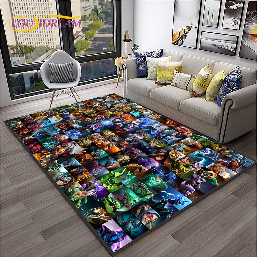 Tappeto HD Classici di Dota2 per Giocatori, Tappeto per Casa Soggiorno Camera da Letto Divano Zerbino Decorazione, Tappeto per Area Giochi Bambini Tappetino Antiscivolo