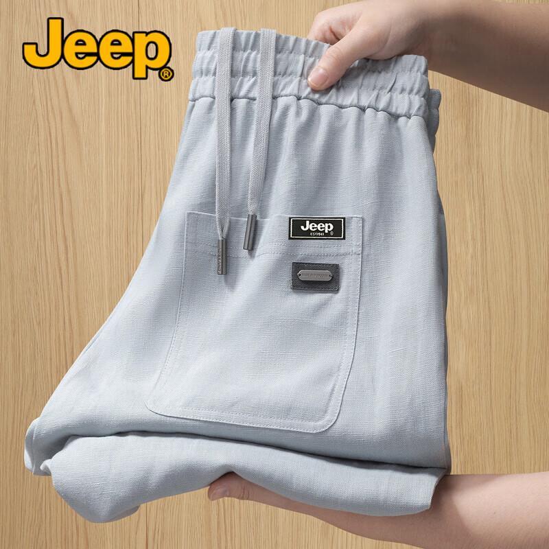 

JEEP Men s Summer Linen Blend Wide-Leg Straight Pants L