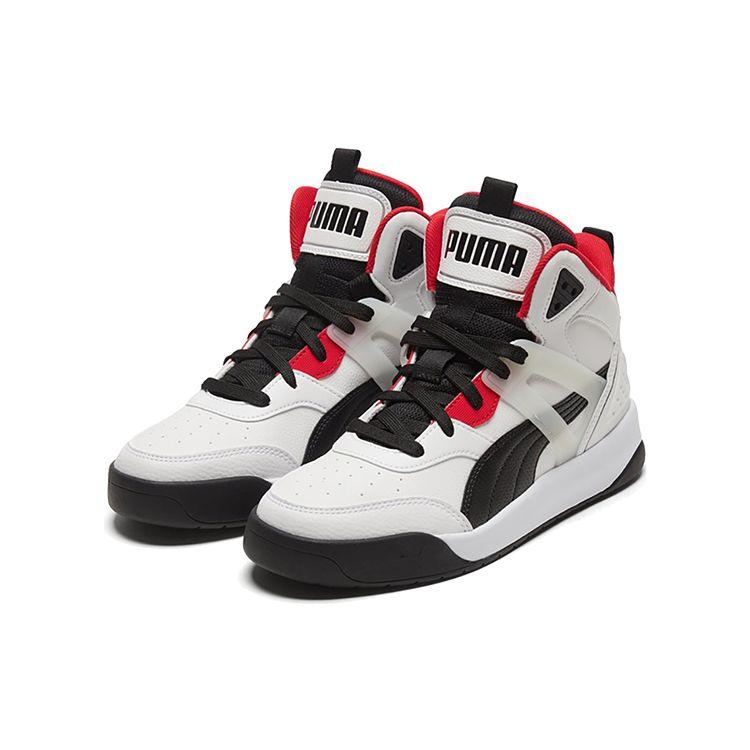 Puma Backcourt Mid White Black Red Unisex Sneakers High-Risk-Red Silver 374139-01