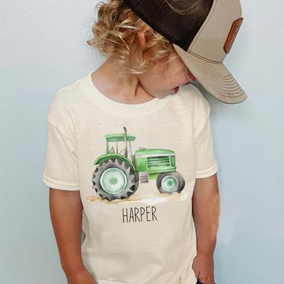 Personlig Traktor Småbarnströja Halloween Barn T-shirt Anpassat Namn Lantbrukstraktor T-shirt Boho Natur Barnskjortor