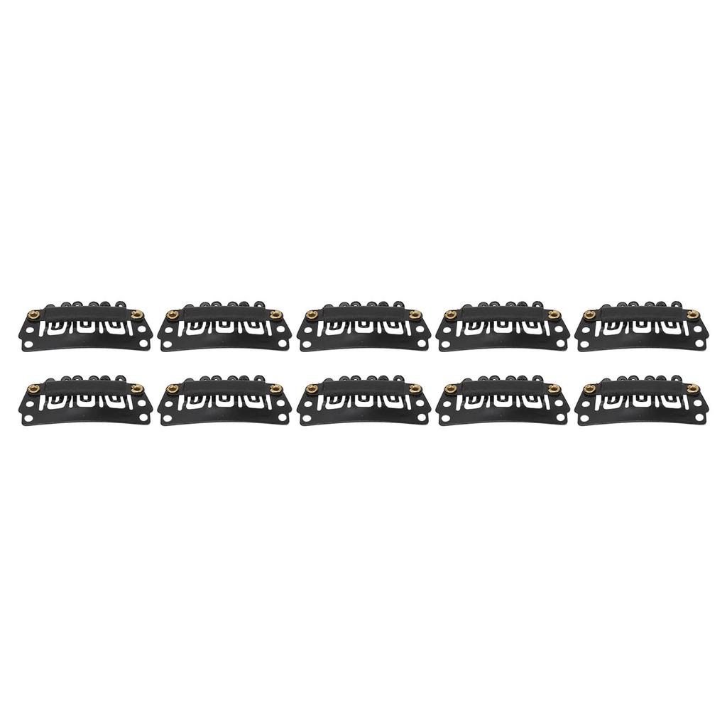 100 Pezzi Clip a Scatto Nera a Forma di U per Estensioni dei Capelli Sicura 6 Denti Clip per Parrucche e Toupet per Fai da Te
