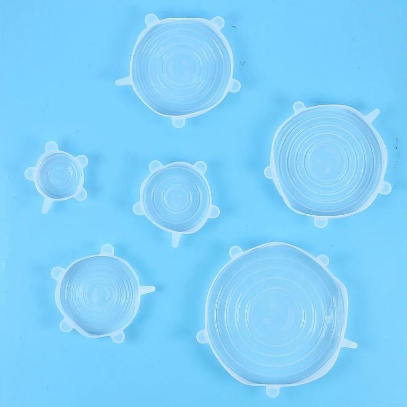 6PCS Food Preservation For Kitchen Accessory Adjustable Elastic Silicone Caps Sizes Household Kitchen Storage Organization Cover Home