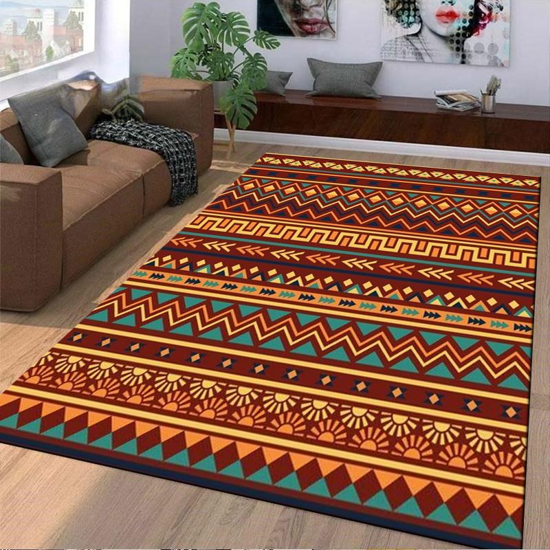 Bohemian Tribal Geometric carpet Non-slip rug suitable for living room and bedroom sofas