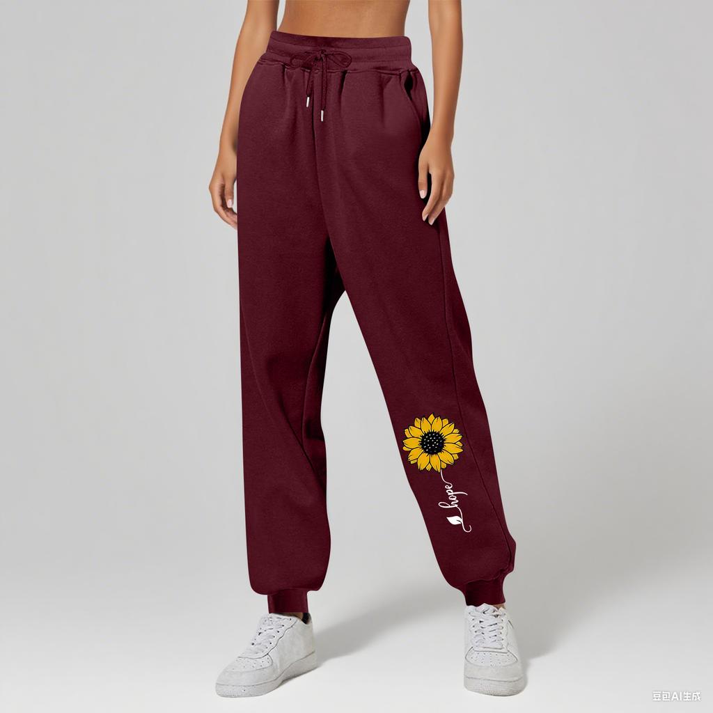Ladies' Printed Unisex Casual Pocket Drawstring  Pants