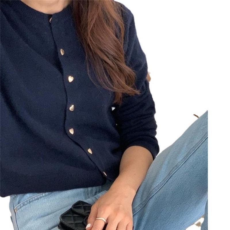 Sweet and Gentle Wind Knitted Small Cardigan for Women's Autumn and Winter New Soft Waxy Loose Lazy Wind Sweater with Top