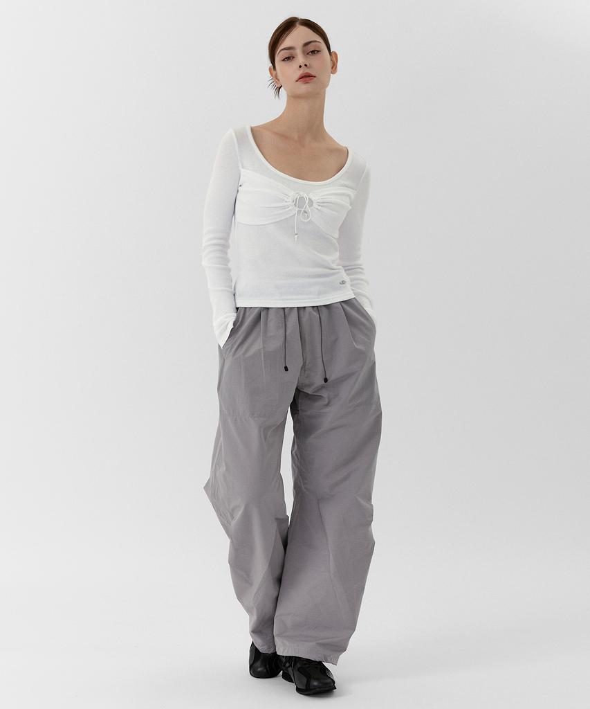 Sanlo [Unisex] Wide String Hiking Pants - Light Grey