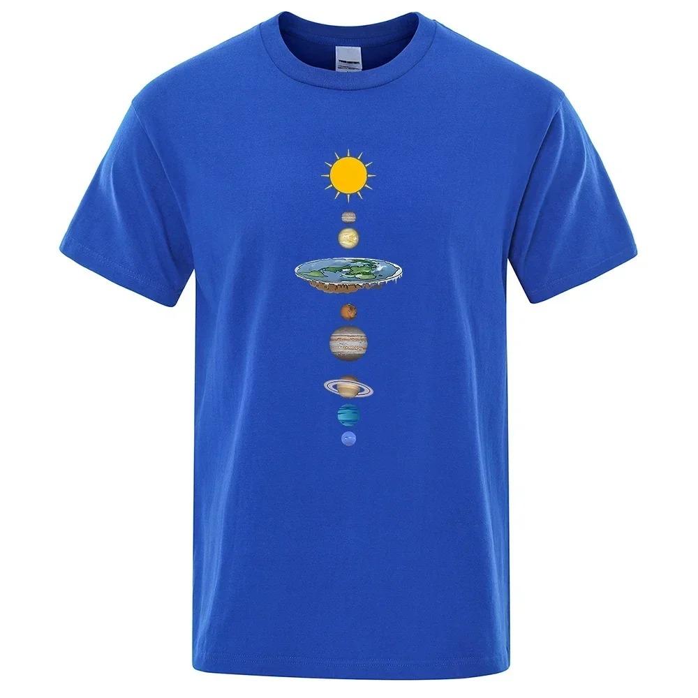 Cosmic Solar System Planets Print Short Sleeve T-Shirt Men  Casual Tee Clothing Loose Oversized Summer Polyester Tops Tshirts