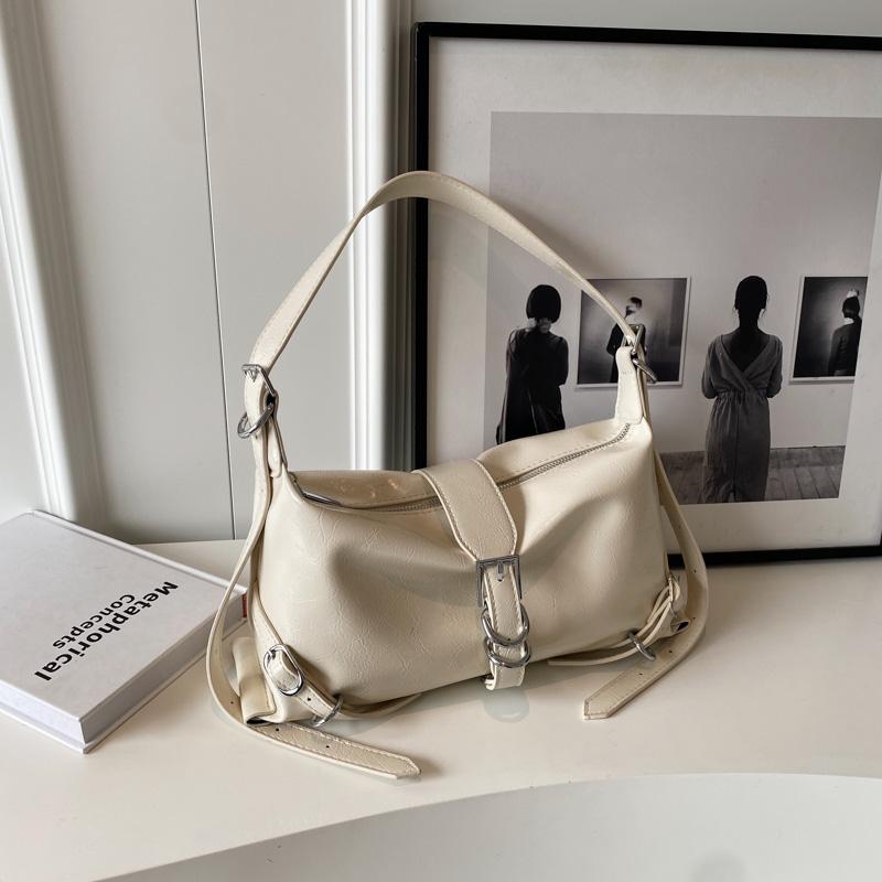 Vintage Fashion Women Shoulder Crossbody Bags Y2K Belt Design Solid Color Underarm Bag  Luxury Designer Purses And Handbags