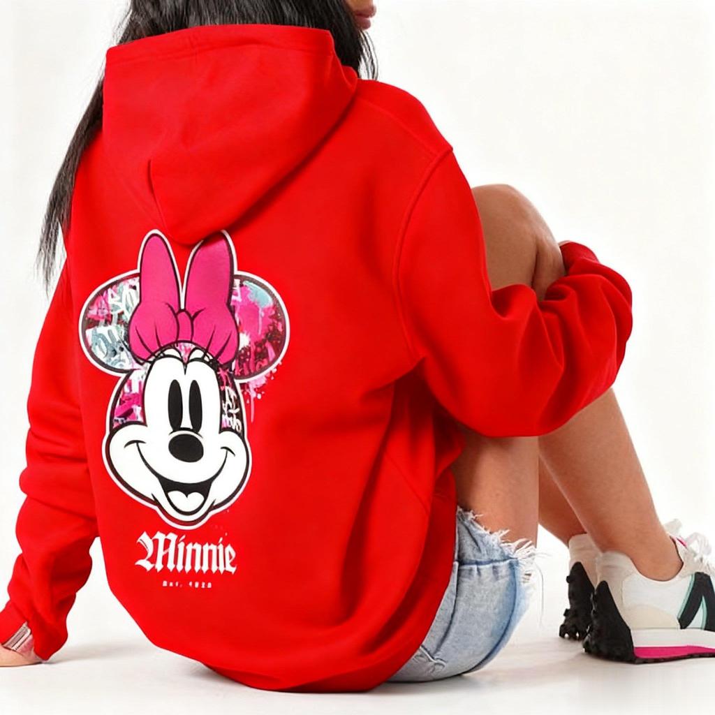 Γυναικείο Φούτερ με Κουκούλα με Εκτύπωση Μίνι Μάους Κινούμενα Σχέδια Γραφικό Πουλόβερ Καθημερινό Streetwear Vintage Disney Βαμβακερό Πουλόβερ Μόδα Άνοιξη Φθινόπωρο