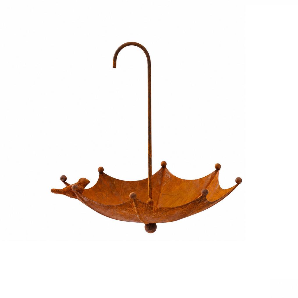 Rustic Umbrella Shaped Metal Bird Feeder Hanging Garden Yard Decor Outdoor Weather Resistant Metal Craft
