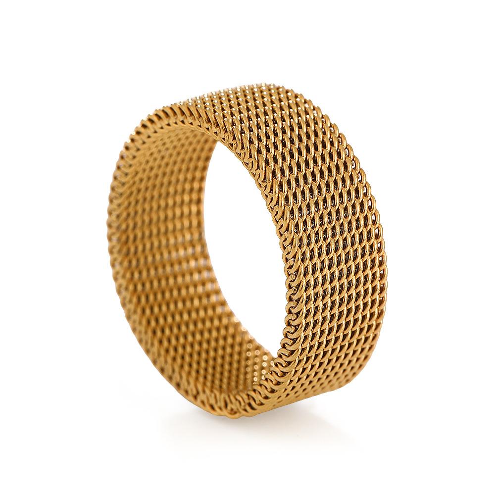 Euro-Amerikanisch Herren Modern Edelstahl Gold Schwarz Farbe Netzarmband Ring 8mm Breit Für Herren Damen Mode Schmuck