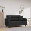 VidaXL 2-seater Sofa with Decorative Pillows Black 120cm Faux Leather, Sofa, Loveseat, Living Room Sofa, Sofas, Sofa 3200983