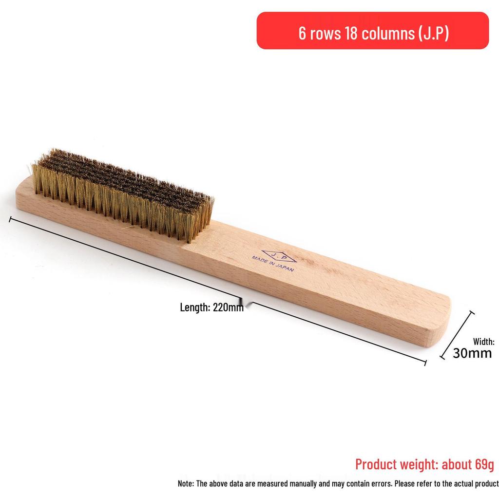 Wenwan Copper Wire Brush for Rust and Stain Removal - Hog Bristle & Steel Wire with Wooden Handle