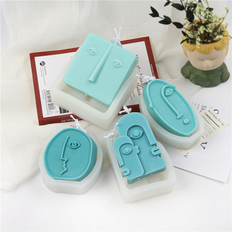 3D Art Abstract Human Face Candle Silicone Mold DIY Nordic Design Candle Making Plaster Aromath Soap Molds Home Decor Craft Gift