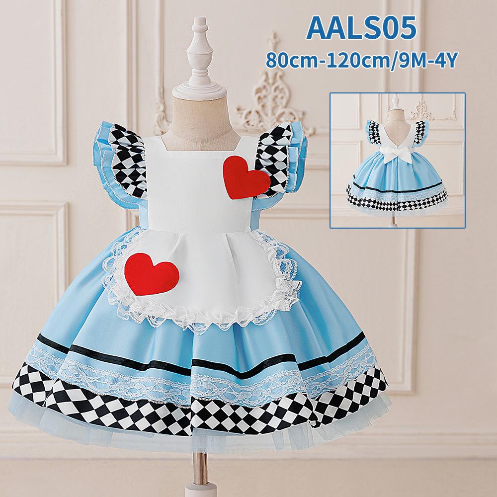 Queen of Hearts Girls’ Cosplay Dress for Alice In Wonderland Role-Playing