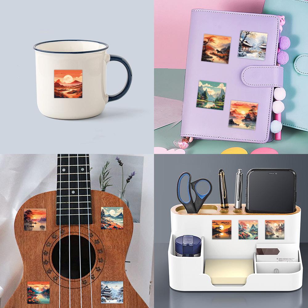 60 New Style Beautiful Scenery Stickers Personalized Creative Decorative Skateboard Water Cup Waterproof Stickers
