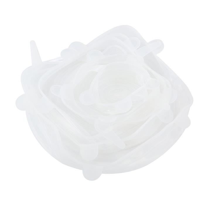 Couvercle Silicone Alimentaire Extensible, 6 Paquets de Couvercle Extensible en Silicone, Flexible, réutilisable