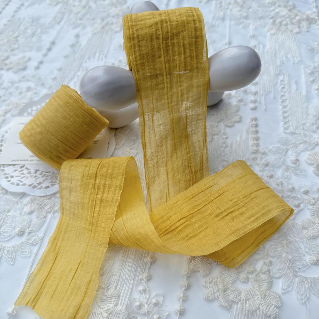 Elegant Striped Pleated Ribbons Simple Solid Color Chiffon Ribbons 5cm*5m Packaging Material Wedding Ribbons