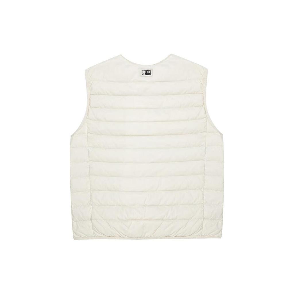 MLB FW23 New York Yankees Letter Patch Pattern Zipper Down Vest Unisex Vest Beige 3ADVB0426-50CRS