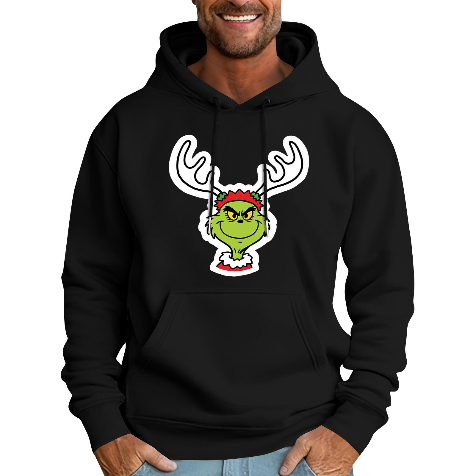 

Мужская повседневная спортивная толстовка с капюшоном и карманом, с рождественским принтом, с длинным рукавом XXXL