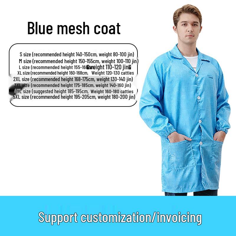 Class 1000 Cleanroom Anti-static Mesh Top Dustproof Suit, 0.5cm Static-dissipative Workwear