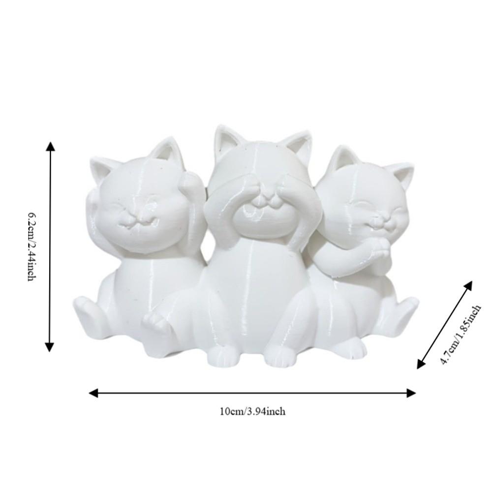 3D Printed Desktop Cat Decorations Creative Cat Ornament Simple Three Cat Statues  Gift