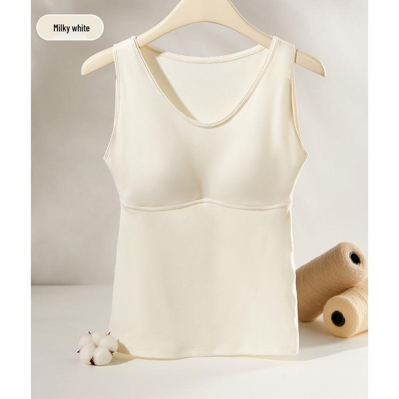 Women's Lyocell Warm Vest with Integrated Bra - Slimming Autumn/Winter Base Layer