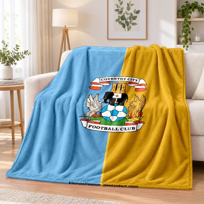 Coventry City Football Printed Flannel Blanket Warm Comfort Bed Throw For Indoor Home Decoration