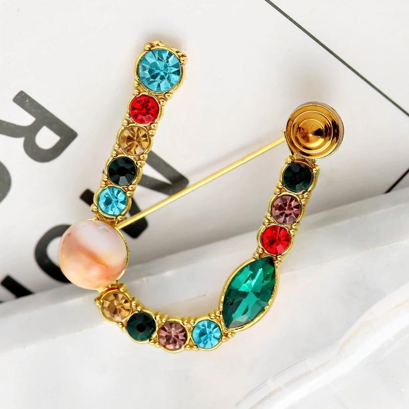 1PC 26 Letters Colorful Jewelry Gifts for Women Alphabet Brooch A-Z Rhinestone Letter Pin