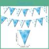 Snowflake Pattern Christmas Paper Triangular Flags For Holiday Scene Decoration