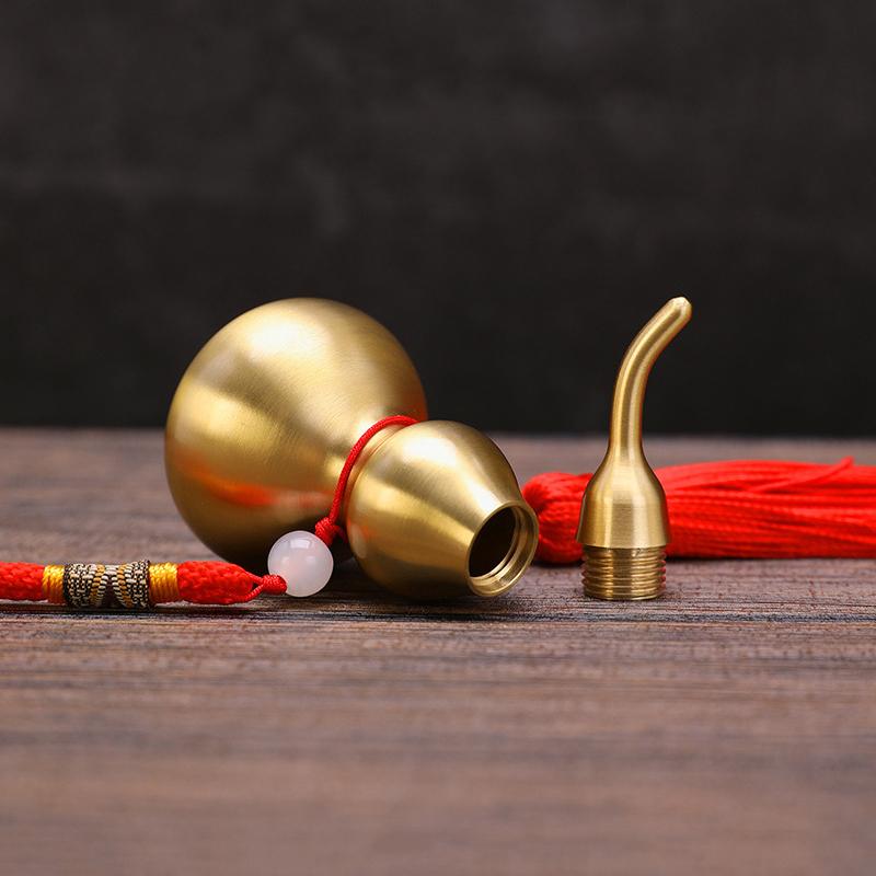1Pc Traditional Chinese Feng Shui Gourd Brass Mental For Health Enhance Buddhist Good Luck Home Ornament Decor Pendant Keychain