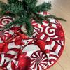 VIKAMA  Candy Cane Pattern Christmas Tree Skirt Home Living Room Cosy Christmas Decoration Christmas Tree Skirt Pad
