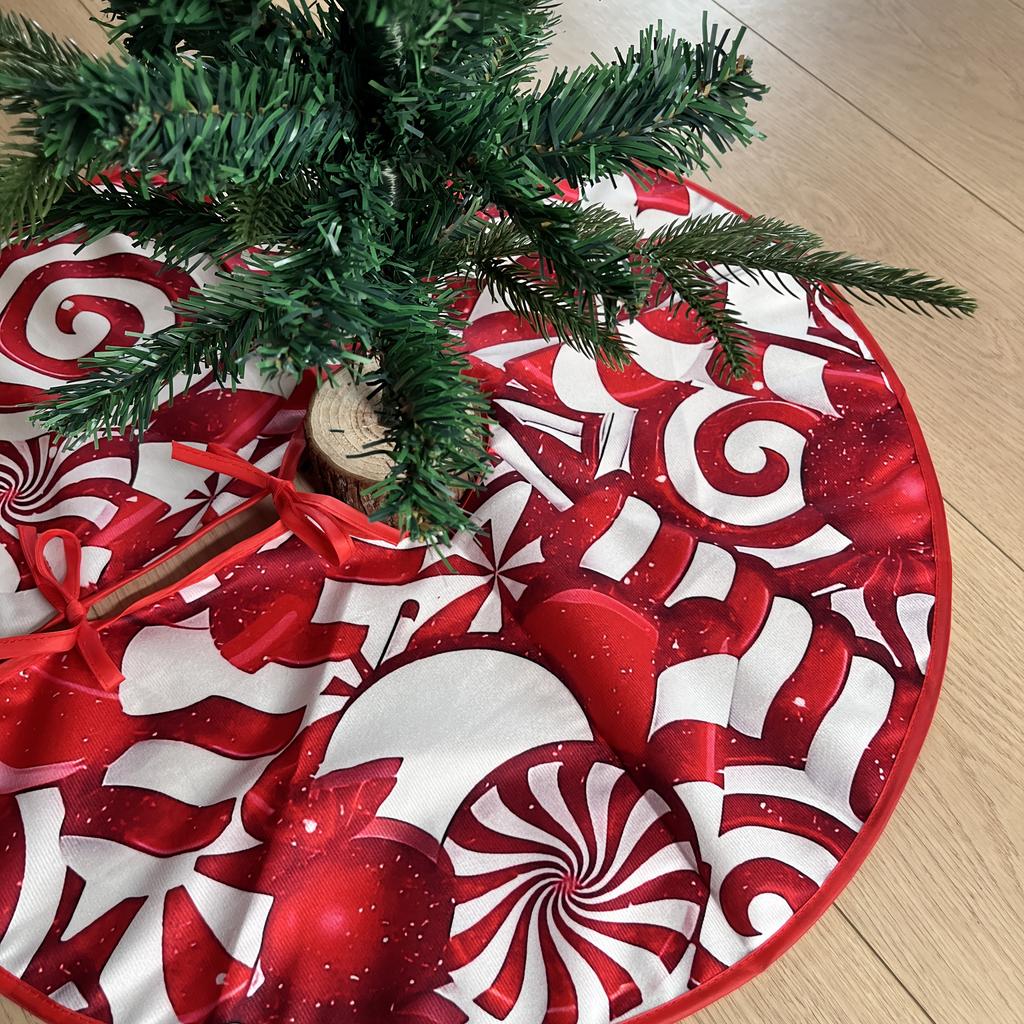 VIKAMA Candy Cane Pattern Christmas Tree Skirt Home Living Room Cosy Christmas Decoration Christmas Tree Skirt Pad
