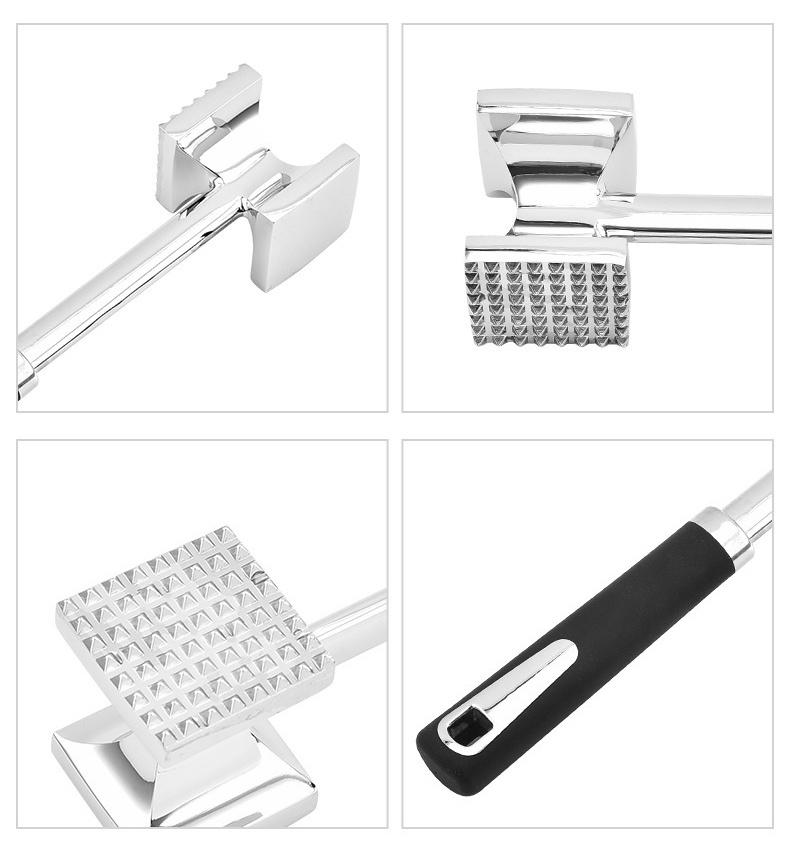 Quadratischer Fleischklopferhammer aus Edelstahl, doppelseitig, lebensmittelechtes Küchenwerkzeug für Schweinekoteletts, Steak, westliche Küche