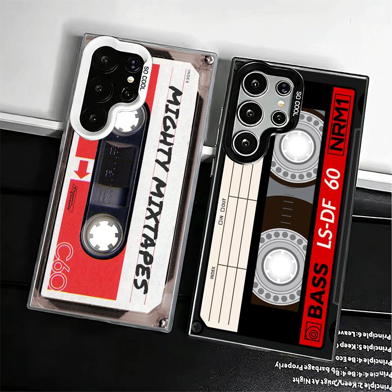 Vintage 90S Cassette Tape Pattern Soft Phone Case for Samsung Galaxy S24 S25 FE S26 Edge S23 Ultra S22 Plus S21 + Shockproof Cov