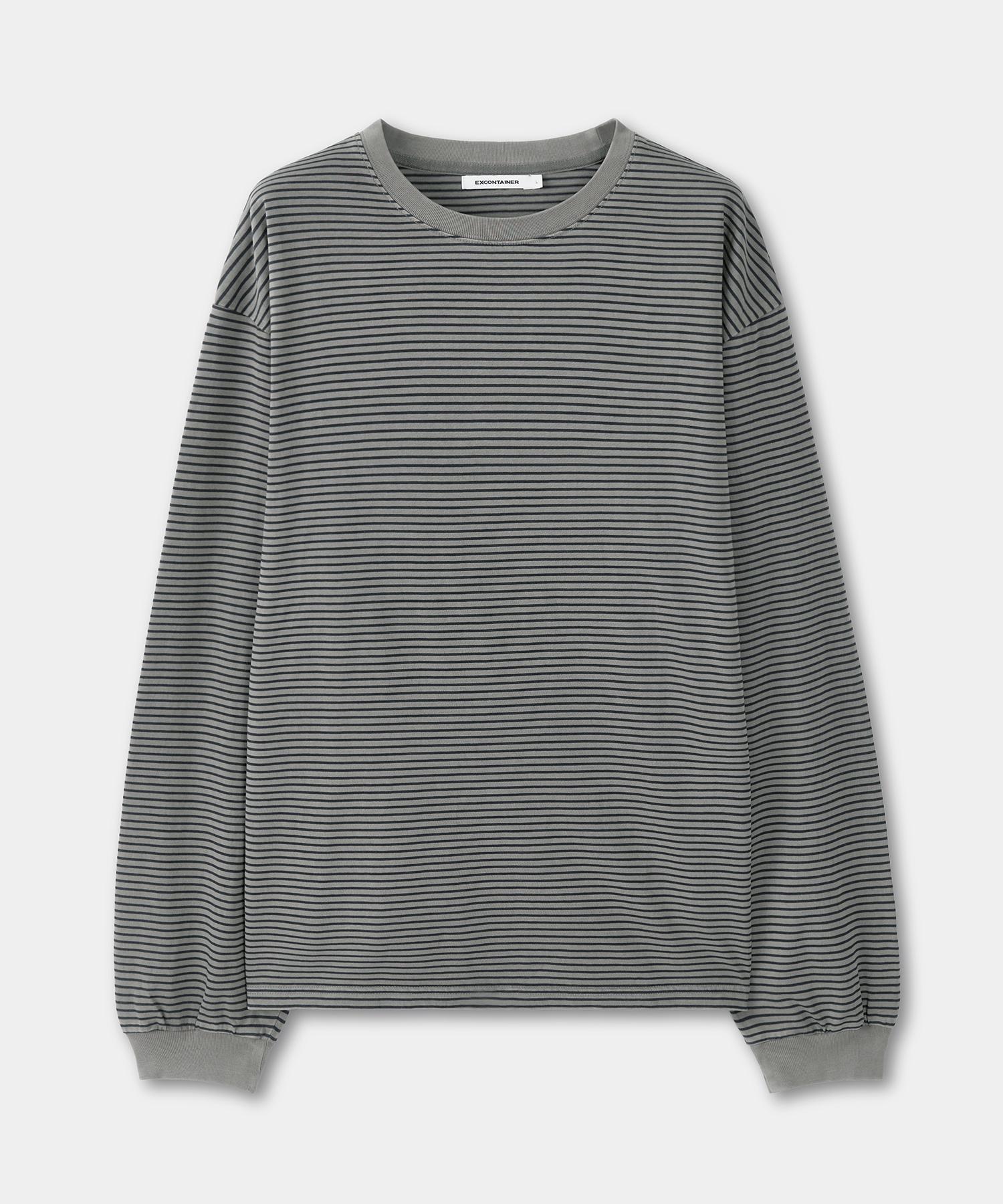 X Container Vintage Pigment Stripe Long Sleeve (Grey) Grey/M