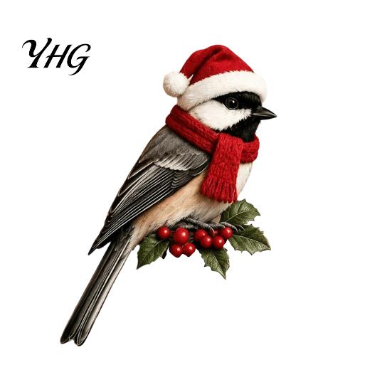 Holiday Gift for Home Wooden Bird Door Topper, Cute Christmas Corner Statue, Woodland Animal Frame Decorative Trim Art Sign Winter Wall Window Decor,
