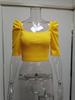 Women's Spring New Women's Simple Square Neck Puff Sleeve Top Women's Short Sleeve