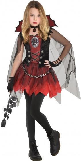Costume De Vampire Pour Enfant - Cape Noire Avec Col Rouge, Inclut Dents Et Faux Sang - Idéal Pour Halloween Et Fêtes - 8